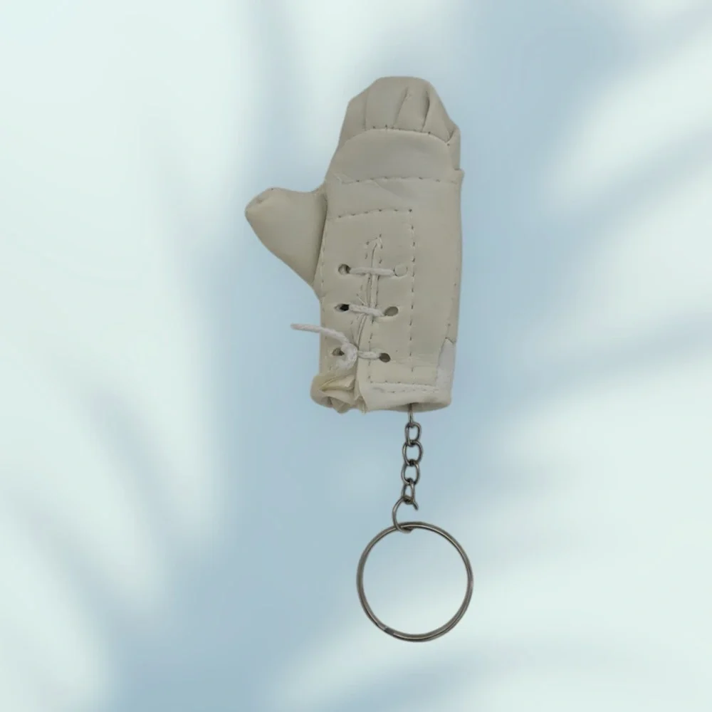 Sporty Mini Boxing Glove Keychain White/Silver
